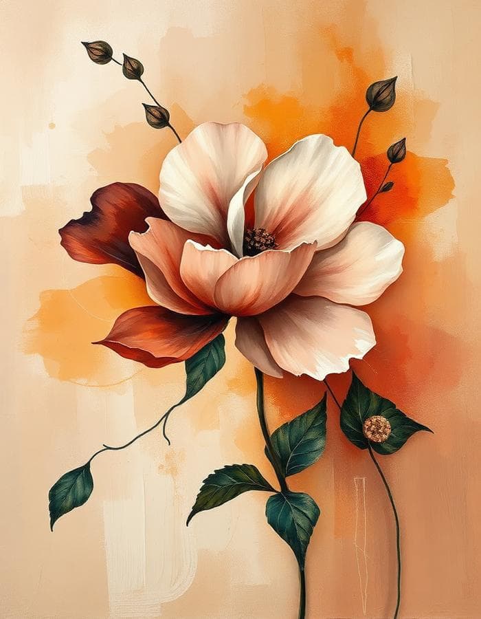 Bloom in Ochre - Original floral painting by Aditya Singh
